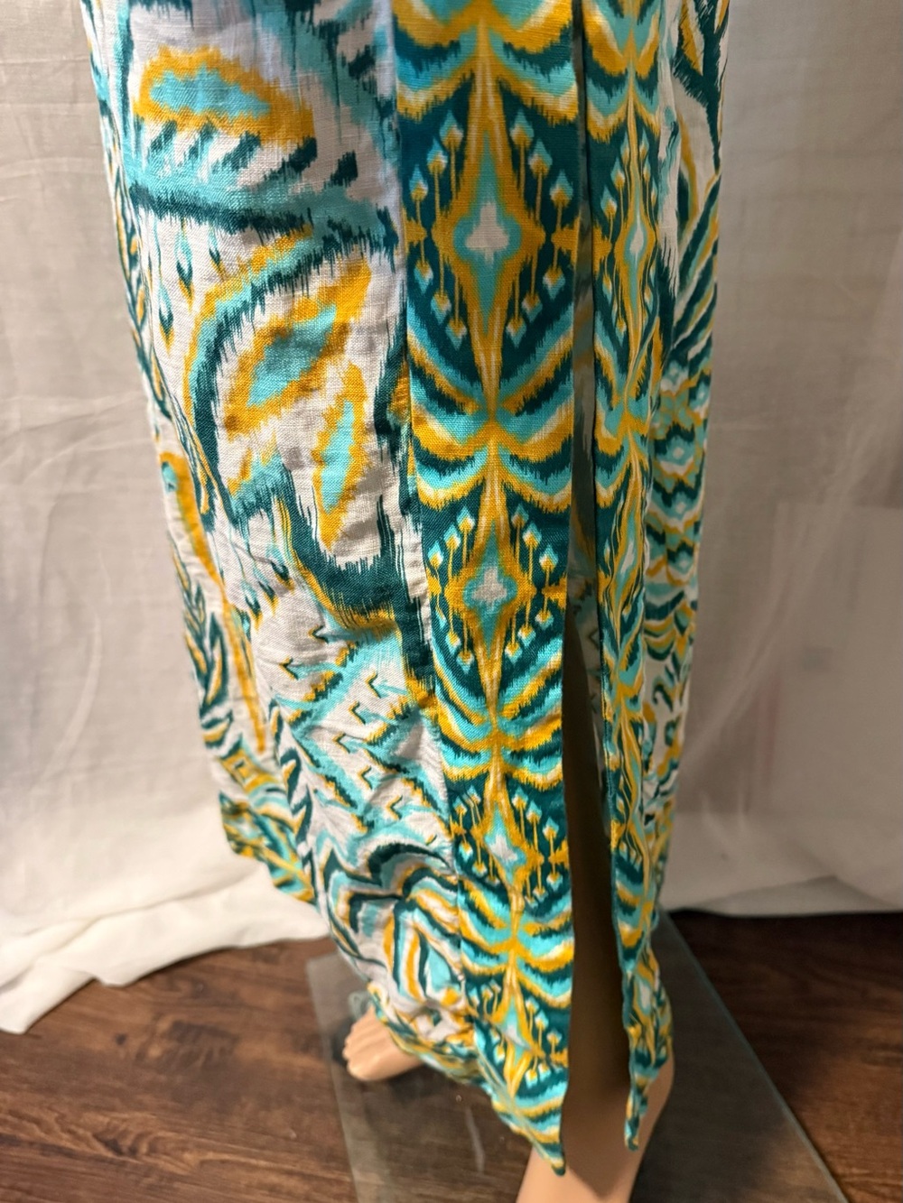 Farm Rio Tropical Tapestry Euroflax Premium Linen Maxi Dress Off White Womens XL - Picture 8 of 16